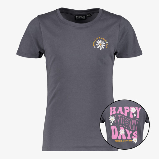 Meisjes T-shirt met backprint grijs