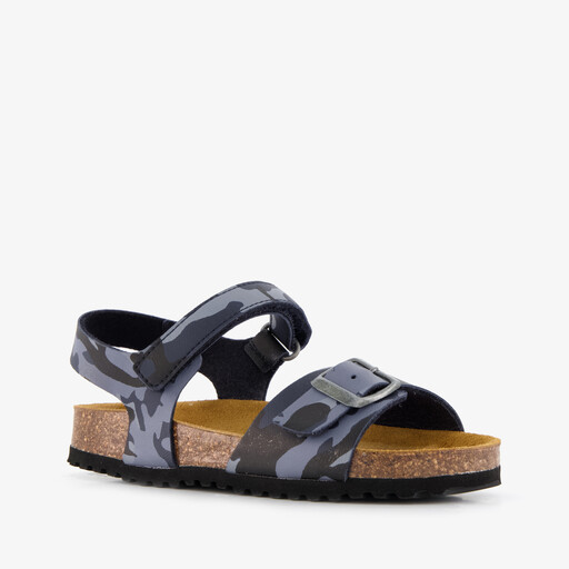Kinder bio sandalen camouflage blauw