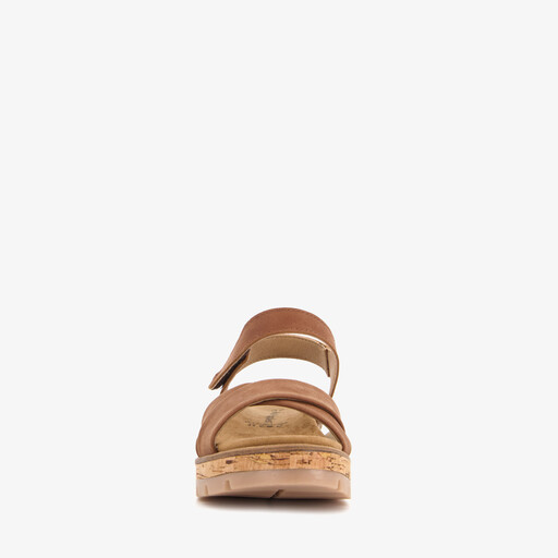 Leren dames sandalen cognac