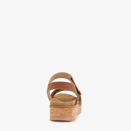 Leren dames sandalen cognac