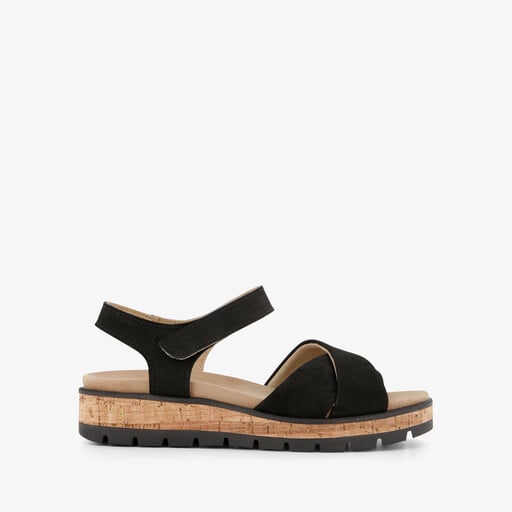 Leren dames sandalen zwart