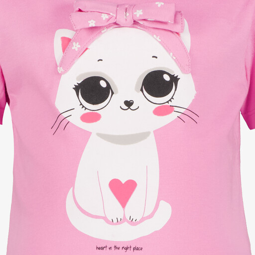 Meisjes T-shirt met kat roze