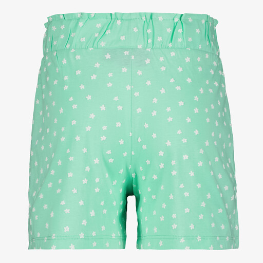 Meisjes sweatshort met bloemetjes groen