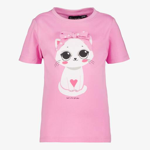 Meisjes T-shirt met kat roze