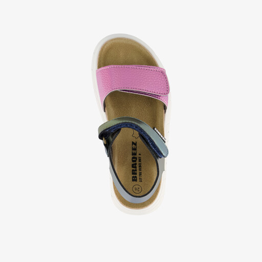 Leren meisjes sandalen metallic multicolor