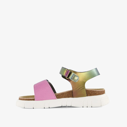 Leren meisjes sandalen metallic multicolor