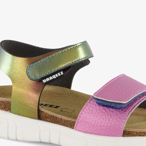 Leren meisjes sandalen metallic multicolor