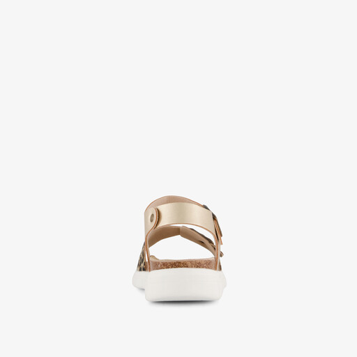 Leren meisjes sandalen panterprint goud