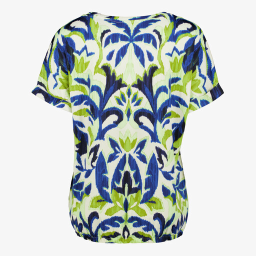 Dames top met print blauw groen