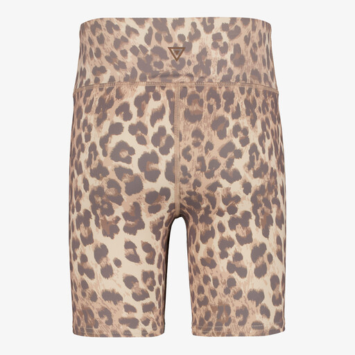 Meisjes fietsbroek met panterprint beige bruin