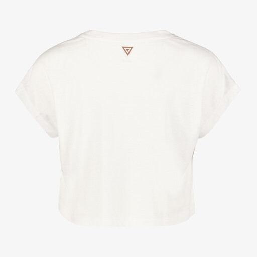 Cropped meisjes sport T-shirt met tekstopdruk wit
