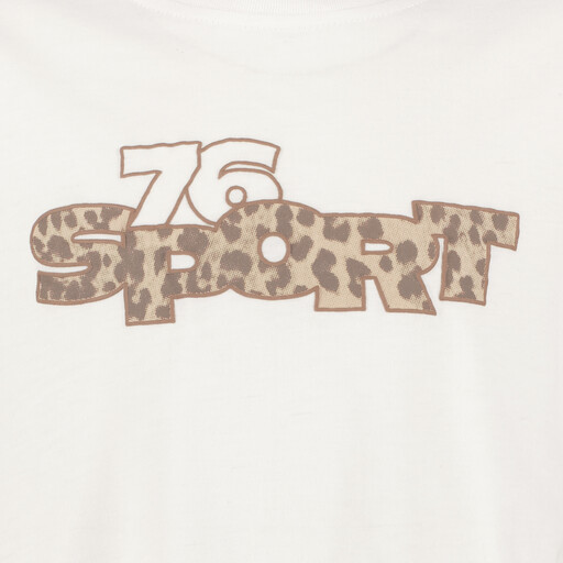 Cropped meisjes sport T-shirt met tekstopdruk wit