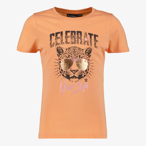Meisjes T-shirt met opdruk oranje