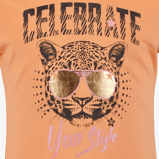 Meisjes T-shirt met opdruk oranje