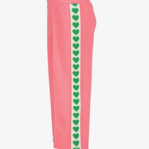 Wide leg meisjes broek met bies roze