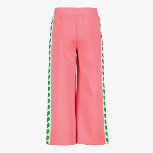 Wide leg meisjes broek met bies roze
