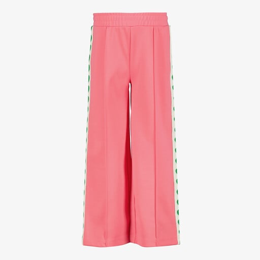 Wide leg meisjes broek met bies roze