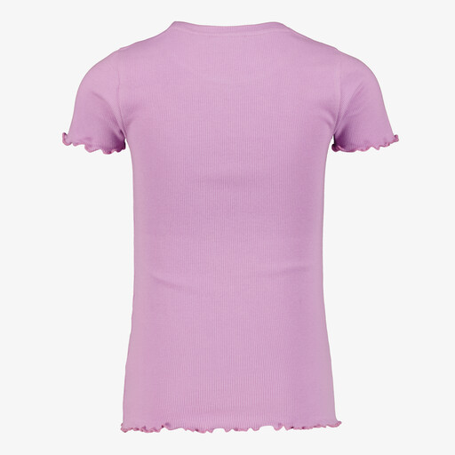 Meisjes rib T-shirt met ruches lila