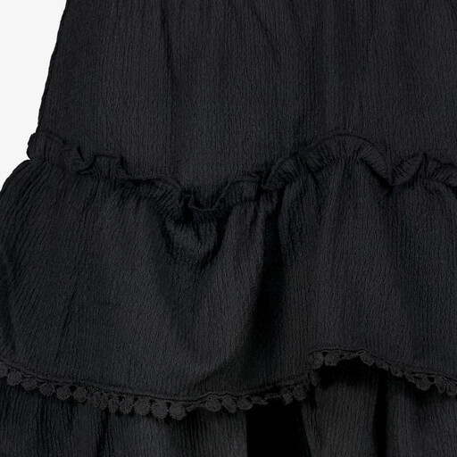 Meisjes rok met ruches en franjes zwart