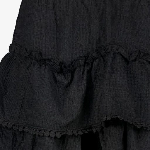 Meisjes rok met ruches en franjes zwart