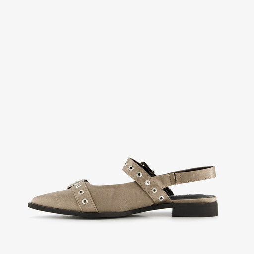 Dames slingbacks met gespen beige