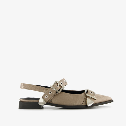Dames slingbacks met gespen beige