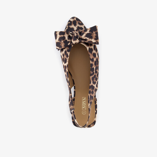 Dames slingbacks met strik en panterprint