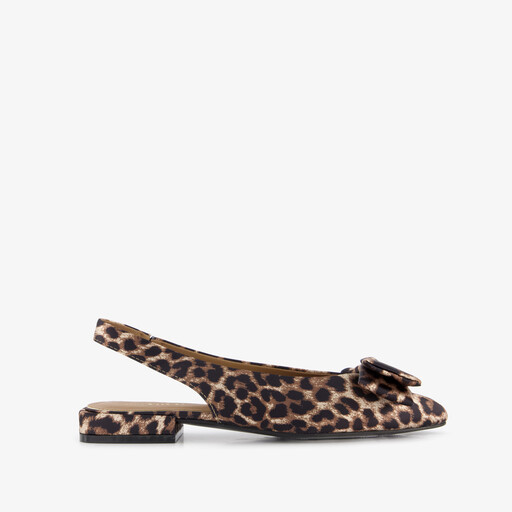 Dames slingbacks met strik en panterprint