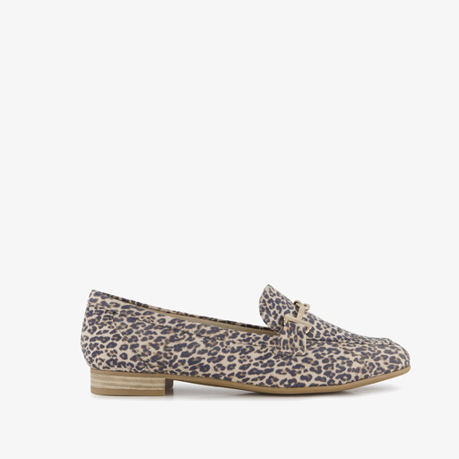 Dames loafers met panterprint beige bruin