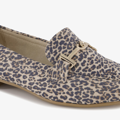 Dames loafers met panterprint beige bruin