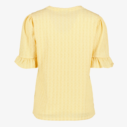 Dames top met ruches botergeel