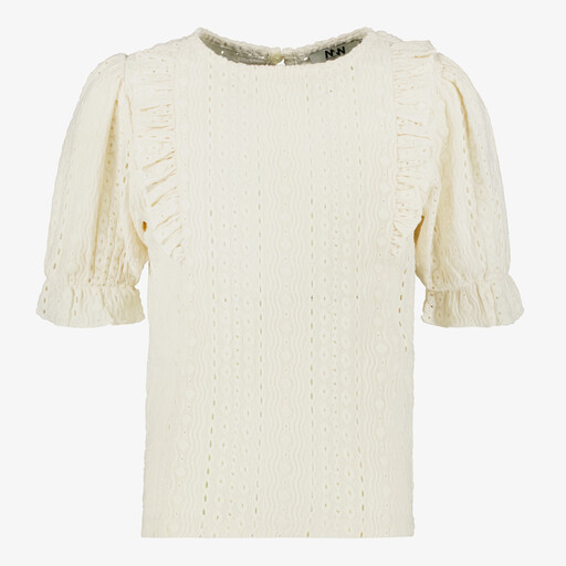 Meisjes top met structuur wit