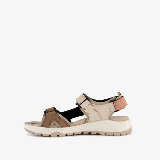 Leren dames sandalen beige roze