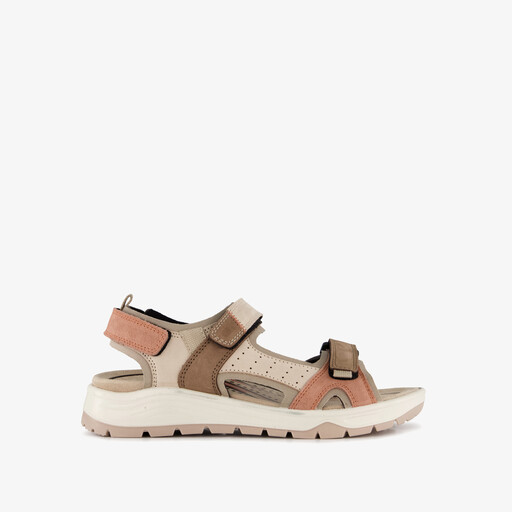 Leren dames sandalen beige roze