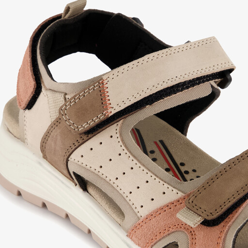 Leren dames sandalen beige roze