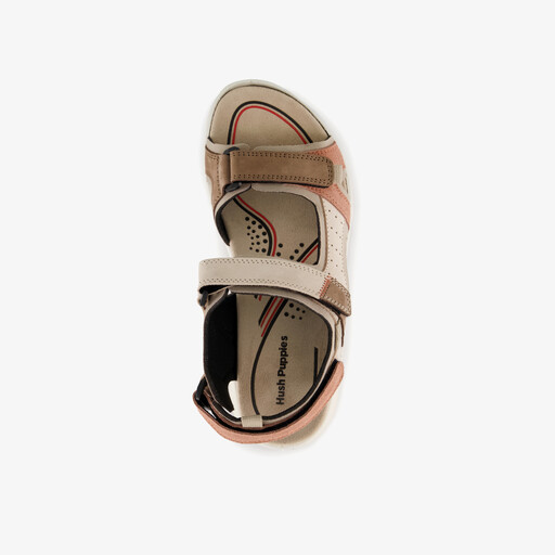 Leren dames sandalen beige roze