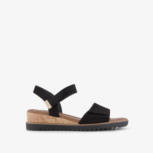 Dames sandalen met sleehak zwart