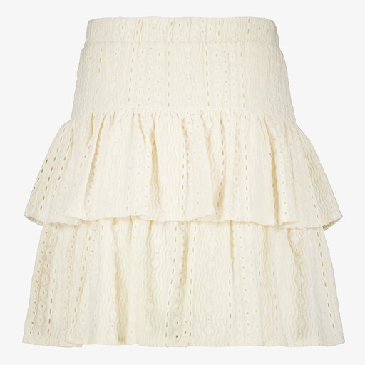 Meisjes rok met broderie details wit