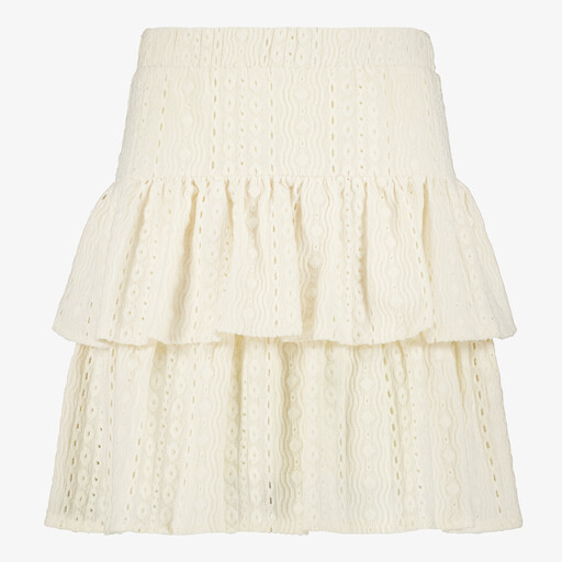 Meisjes rok met broderie details wit