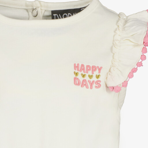Meisjes jurk met scrunchie roze wit
