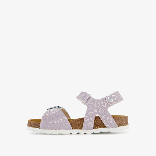 Meisjes bio sandalen met panterprint lila