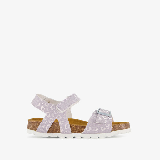 Meisjes bio sandalen met panterprint lila