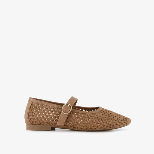 Dames mesh ballerina's bruin