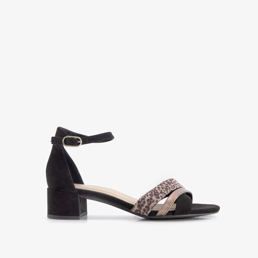 Dames sandalen met hak zwart panter
