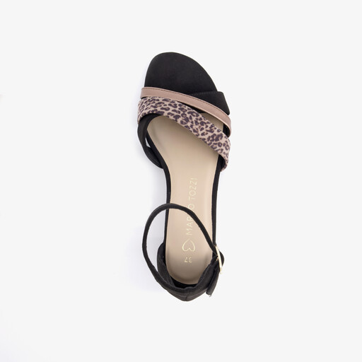 Dames sandalen met hak zwart panter