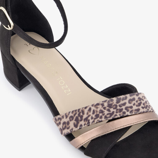 Dames sandalen met hak zwart panter