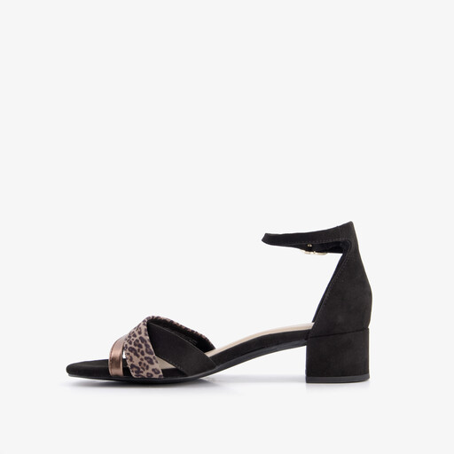 Dames sandalen met hak zwart panter