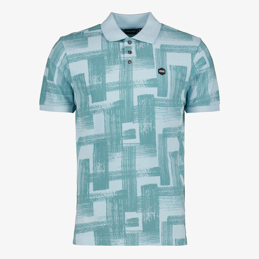 Heren polo met grafische print blauw