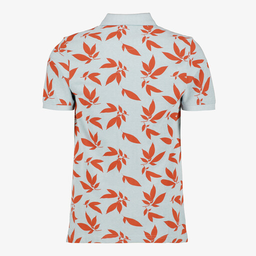 Heren polo met bladerenprint lichtblauw