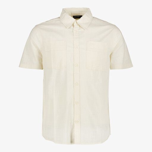 Heren overhemd korte mouw beige